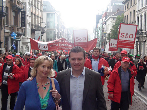 With Nessa Childers MEP at Anti Austerity March in Brussels